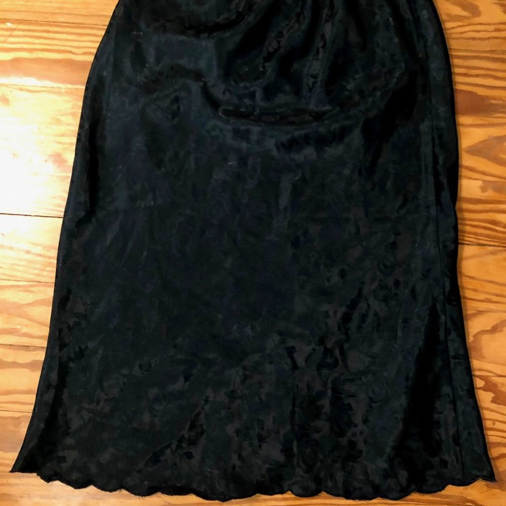 90s Vintage Erika Taylor Black Midi Slip Skirt